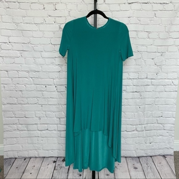 Sola La Fe High Low Green T-shirt Dress - Picture 1 of 4